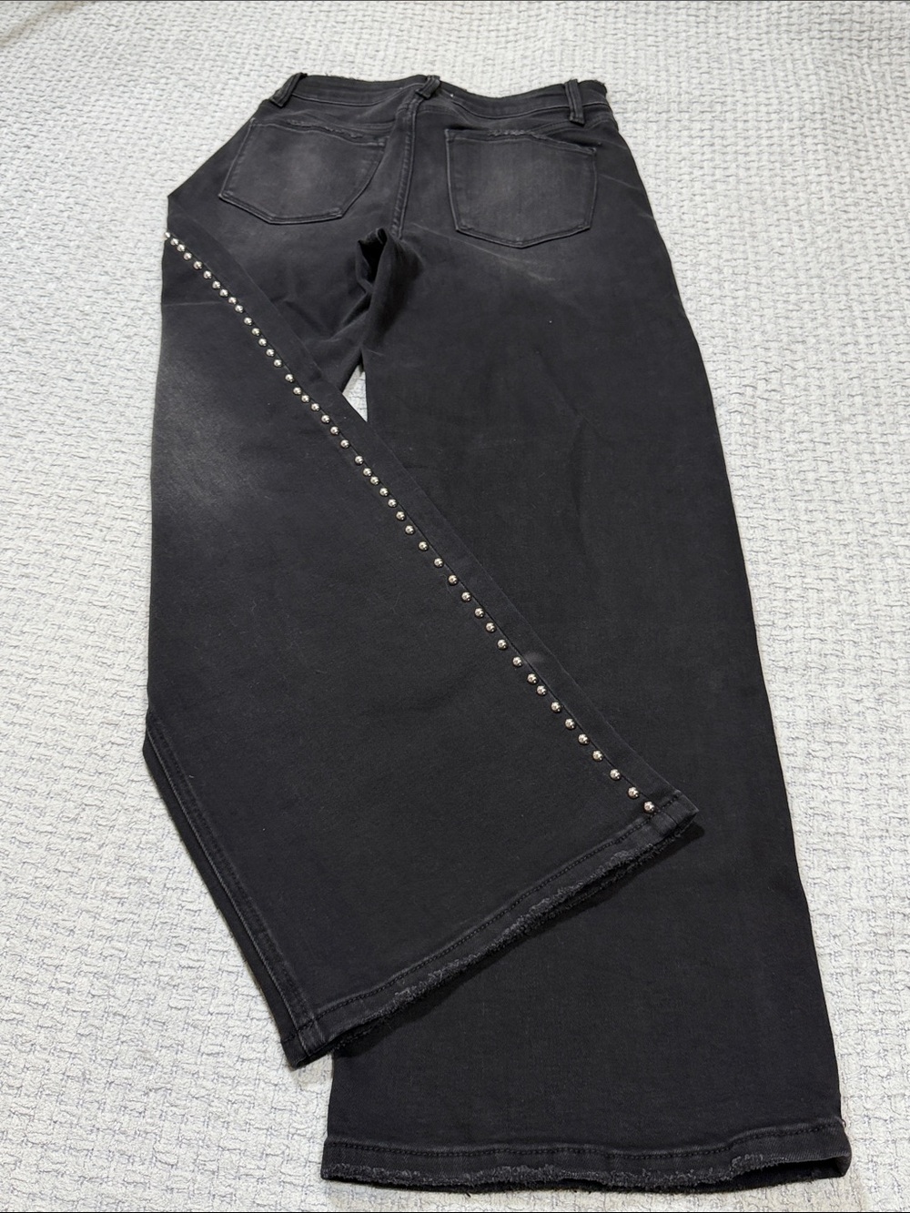 Olivia High Rise Silver Dome Nail Head Detailed Wide Leg Jeans by Vervet 27 - Picture 7 of 16